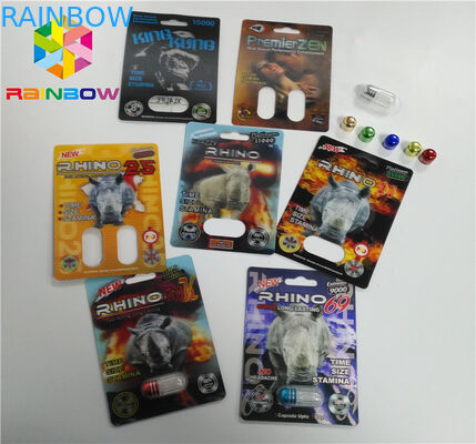 บรรจุภัณฑ์บัตรพลาสติกพิมพ์ 3D PP ขนาดปกติสำหรับ Rhino 69 Pills
