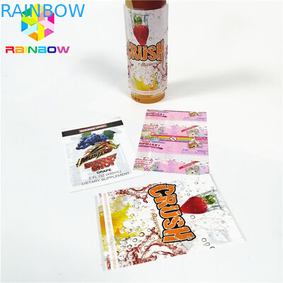 กาวสติ๊กเกอร์สีชมพูห่อแขน PVC วัสดุพิมพ์แบบกำหนดเองสำหรับกล่องขวด