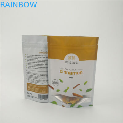 กระเป๋าเครื่องสำอางซิปด้านหลังสีขาวเคลือบด้าน Doypack อบเชย 40g