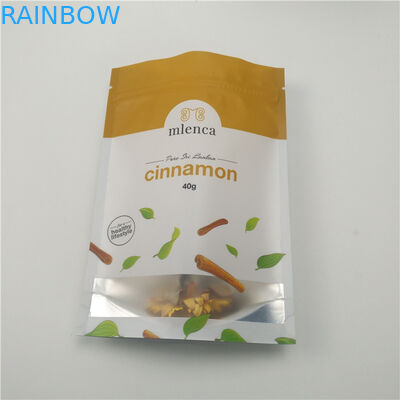 กระเป๋าเครื่องสำอางซิปด้านหลังสีขาวเคลือบด้าน Doypack อบเชย 40g