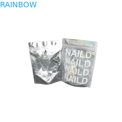 พลาสติกโฮโลแกรมฟอยล์กระเป๋าบรรจุภัณฑ์เครื่องสำอางกระเป๋า Mylar แวว / บรรจุยาทาเล็บ