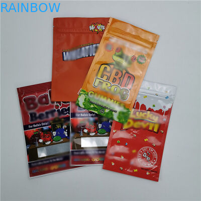 Gummy Candy ขนมขบเคี้ยวถุงบรรจุภัณฑ์อาหารพิมพ์แบบกำหนดเองกลิ่นพิสูจน์ Ziplock ง่ายต่อการเปิด
