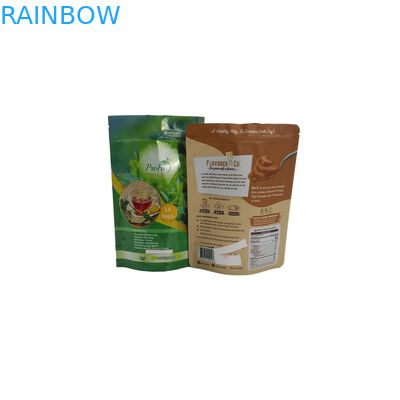 ที่ว่างเปล่า Ziplock Stand Up อลูมิเนียมฟอยล์ถุงพลาสติกนำมาใช้ใหม่ความร้อนปิดผนึกชาอินทรีย์สีเขียว