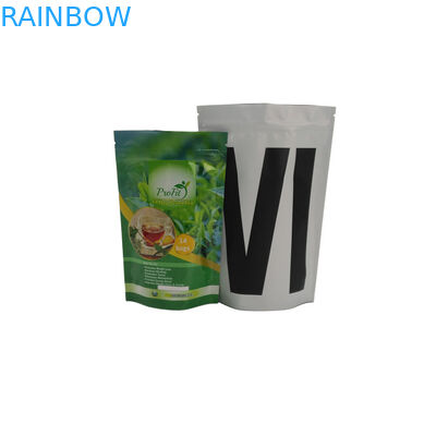 ที่ว่างเปล่า Ziplock Stand Up อลูมิเนียมฟอยล์ถุงพลาสติกนำมาใช้ใหม่ความร้อนปิดผนึกชาอินทรีย์สีเขียว