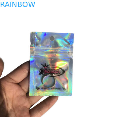 ฟอยล์พลาสติกเคลือบมันถุงบรรจุภัณฑ์เอง Hologrphic Ziplock สำหรับอาหารขนม