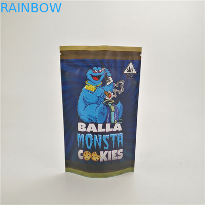 ที่กำหนดเองเด็กกระเป๋าหลักฐานความชื้นวัชพืช CBD runtz ป่าคุกกี้ยายืนขึ้นถุง