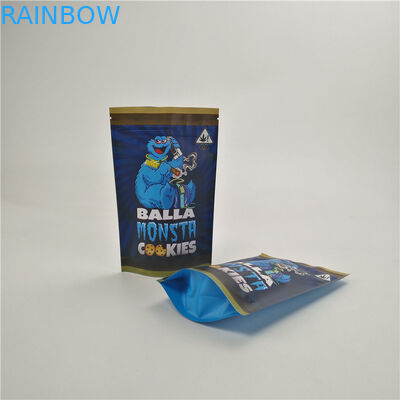 ที่กำหนดเองเด็กกระเป๋าหลักฐานความชื้นวัชพืช CBD runtz ป่าคุกกี้ยายืนขึ้นถุง