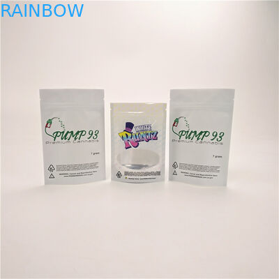 ตัวอย่างฟรี CBD ถุงป้องกันเด็กที่กำหนดเอง runtz จังเกิ้ลคุกกี้ยากระเป๋าพร้อมหน้าต่าง