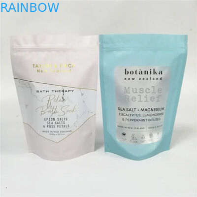 ถุงบรรจุภัณฑ์บำรุงผิว / ฟอยล์โฮโลแกรมลุกขึ้นยืนบรรจุภัณฑ์เกลืออาบน้ำที่มีหน้าต่าง