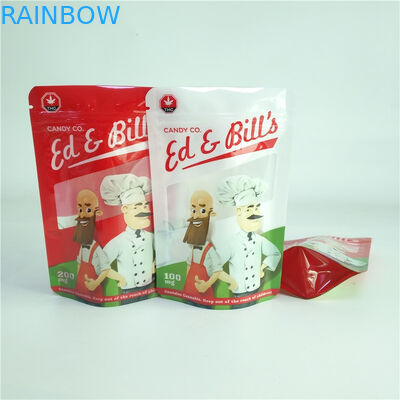 การพิมพ์ดิจิตอล 100 มก. ถุงบรรจุภัณฑ์ขนม CBD เหนียวยืนขึ้นกระเป๋าพร้อมหน้าต่างใส