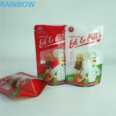 การพิมพ์ดิจิตอล 100 มก. ถุงบรรจุภัณฑ์ขนม CBD เหนียวยืนขึ้นกระเป๋าพร้อมหน้าต่างใส