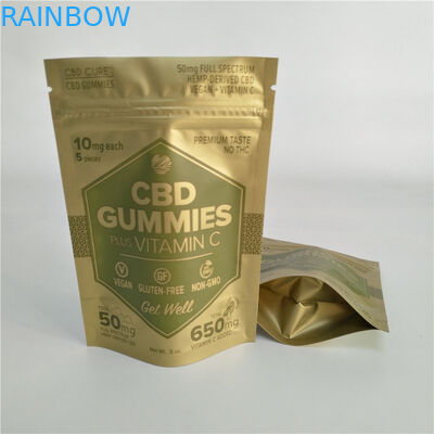 การพิมพ์ดิจิตอลเคลือบทองยืนขึ้นกระเป๋าซิปกระเป๋า Mylar หลักฐานขนาดเล็กสำหรับวัชพืช