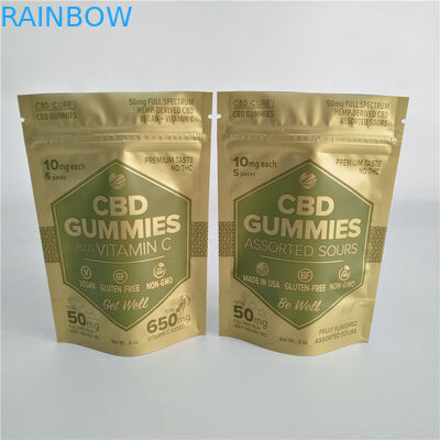 การพิมพ์ดิจิตอลเคลือบทองยืนขึ้นกระเป๋าซิปกระเป๋า Mylar หลักฐานขนาดเล็กสำหรับวัชพืช