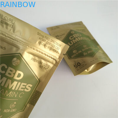 การพิมพ์ดิจิตอลเคลือบทองยืนขึ้นกระเป๋าซิปกระเป๋า Mylar หลักฐานขนาดเล็กสำหรับวัชพืช