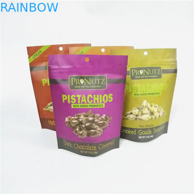 อลูมิเนียมฟอยล์สูญญากาศซิปล็อคบรรจุภัณฑ์ mylar ยืนขึ้นกระเป๋าบรรจุถั่วอาหารบรรจุถุงพลาสติก