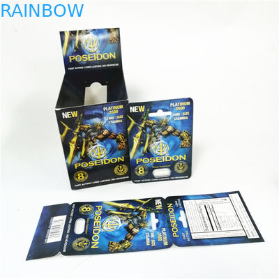 แสดงการ์ดกระดาษพิมพ์แบบกำหนดเองยาเพิ่มสมรรถภาพทางเพศกล่องการ์ดโพไซดอนสีแดง