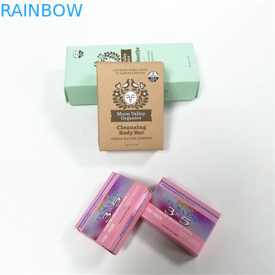 กล่องกระดาษพิมพ์แบบกำหนดเองกล่องของขวัญ Hot Stamping UV Coated soap boxes