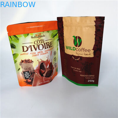 ยืนขึ้นถุงฟอยล์บรรจุภัณฑ์ถุงกาแฟบดหลักฐาน Mositure พร้อมวาล์ว