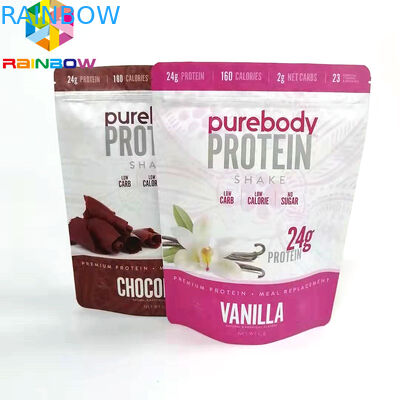 ถุงบรรจุภัณฑ์ Doypack ziplock ที่พิมพ์แบบกำหนดเองสำหรับผงยืนขึ้นถุงเก็บอาหารอลูมิเนียมฟอยล์