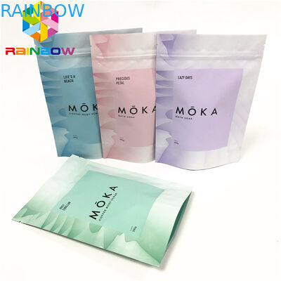 การขัดผิวกายยืนขึ้นถุงบรรจุภัณฑ์ที่นำกลับมาใช้ใหม่ได้ ziplock พร้อมถุงฉีกขาดที่กำหนดเอง