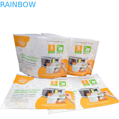 BPA Free Baby Care Steam Clean ถุงนึ่งฆ่าเชื้อไมโครเวฟแบบใช้ซ้ำได้พร้อม Ziplock Top