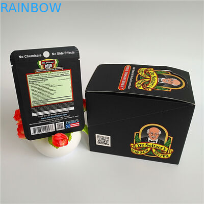 ล้างกระเป๋า Mylar แบบถอดเปลี่ยนได้ด้านหน้า Ziplock กระเป๋าป้องกันกลิ่นสำหรับดอกไม้แห้งอาหารวิตามิน Gummies ขนมขบเคี้ยว