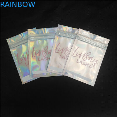 โลโก้ที่กำหนดเองเลเซอร์บรรจุภัณฑ์เครื่องสำอางถุงชั้นเดียวลิปกลอสขนตาขวดน้ำมันหอมระเหยบรรจุภัณฑ์ถุง Doypack