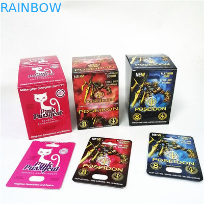 แสดงบัตรกระดาษเอฟเฟกต์ UV พร้อมบรรจุภัณฑ์พุพองกล่องบรรจุการ์ดแมวเหมียวสีชมพู