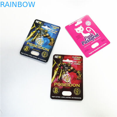 แสดงบัตรกระดาษเอฟเฟกต์ UV พร้อมบรรจุภัณฑ์พุพองกล่องบรรจุการ์ดแมวเหมียวสีชมพู