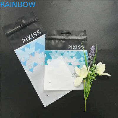 พิมพ์บรรจุภัณฑ์ถุงพลาสติกสีดำพร้อมซิปสำหรับเสื้อผ้าแต่งหน้าเครื่องมือ ฯลฯ