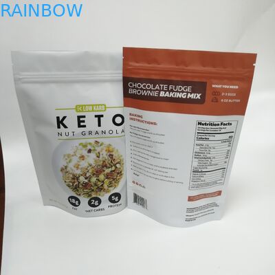 พิมพ์ UV อลูมิเนียมฟอยล์ลามิเนตกระเป๋าซิปล็อคยืนขึ้นถุงสำหรับบรรจุภัณฑ์ถั่วกราโนล่าฟู