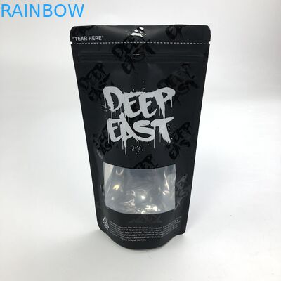 ฟอยล์อลูมิเนียมสีดำด้านพิมพ์แบบกำหนดเอง 250g 1 กก. 12oz พร้อม Ziplock Stand Up Pouch พร้อมถุงหน้าต่างใส