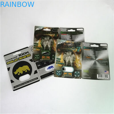 Black Panther / Mamba / Rhino V7 ยาเพิ่มประสิทธิภาพเพศชายแคปซูลบรรจุภัณฑ์ 3D Blister Cards พร้อมกล่องกระดาษ