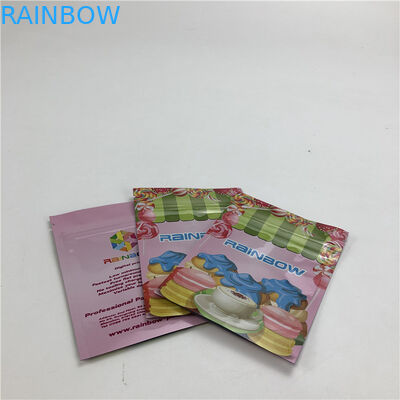 ถุงพลาสติกซิปแบน 3.5 กรัมอลูมิเนียมฟอยล์ผิวมันถุงปิดผนึกสามด้านสำหรับคุกกี้ / เนื้อมะพร้าว / อ่อนนุช