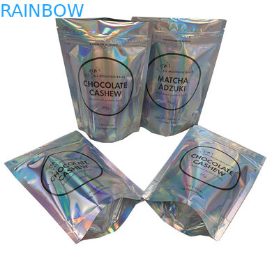 การพิมพ์แบบกำหนดเอง Zip Lock Flat Bag สำหรับ Headwear Holographic Laminated Plastic Mylar Pouches