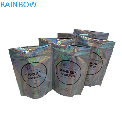 การพิมพ์แบบกำหนดเอง Zip Lock Flat Bag สำหรับ Headwear Holographic Laminated Plastic Mylar Pouches