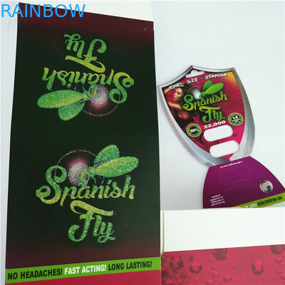 ยาเพิ่มประสิทธิภาพหญิงบรรจุภัณฑ์สีชมพูหีแมวดำ Mamba Burro กระดาษการ์ดตุ่มสำหรับขวดแคปซูลทอง