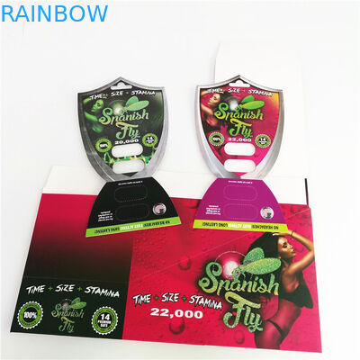 ยาเพิ่มประสิทธิภาพหญิงบรรจุภัณฑ์สีชมพูหีแมวดำ Mamba Burro กระดาษการ์ดตุ่มสำหรับขวดแคปซูลทอง