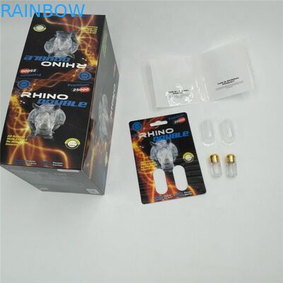 ยาเพิ่มสมรรถภาพทางเพศบรรจุภัณฑ์ Rhino Max 150K 3D Blister Cards พร้อมกล่องกระดาษสำหรับแคปซูลผงเพศ
