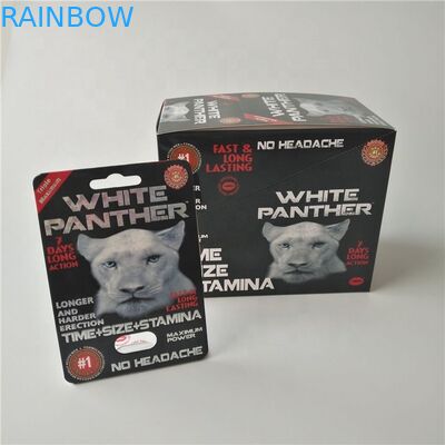 ยาเพิ่มสมรรถภาพทางเพศบรรจุภัณฑ์ Rhino Max 150K 3D Blister Cards พร้อมกล่องกระดาษสำหรับแคปซูลผงเพศ