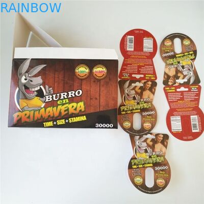 ยาเพิ่มสมรรถภาพทางเพศบรรจุภัณฑ์ Rhino Max 150K 3D Blister Cards พร้อมกล่องกระดาษสำหรับแคปซูลผงเพศ