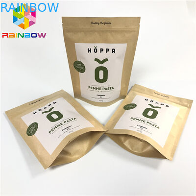 ถุงกระดาษคราฟท์สีน้ำตาลพิมพ์แบบกำหนดเองถุงบรรจุภัณฑ์กระดาษ ziplock แบบปิดผนึกได้