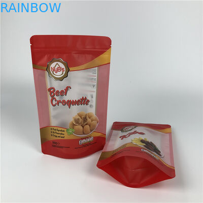 การพิมพ์ดิจิตอลปริมาณมินิคุกกี้ขนมขบเคี้ยวเนื้อกระตุกบรรจุถุงซิปพร้อมหน้าต่างที่ชัดเจน