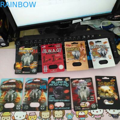 Gravnre Printing RHINO 3D Plastic Blister Pill Card พร้อมสัญลักษณ์แสดงหัวข้อย่อย