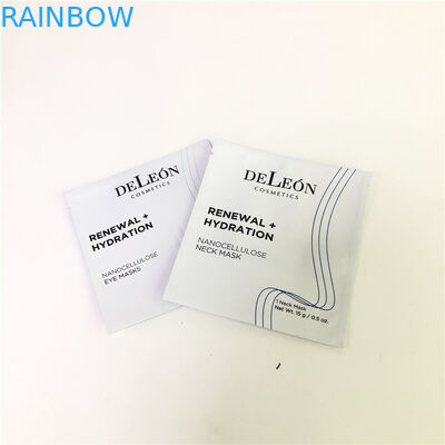 กระเป๋าใส่หน้ากากสีขาวแบบกำหนดเองตัวอย่างเครื่องสำอางซองเล็กตัวอย่างถุงบรรจุภัณฑ์ครีม