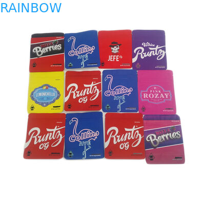 ขั้นต่ำต่ำ 500 ชิ้นสัมผัสนุ่มกลิ่นหลักฐานกัญชาบรรจุภัณฑ์ถุงคุกกี้ Mylar ทนเด็ก 3.5 กรัมที่กำหนดเองได้