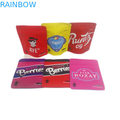 ขั้นต่ำต่ำ 500 ชิ้นสัมผัสนุ่มกลิ่นหลักฐานกัญชาบรรจุภัณฑ์ถุงคุกกี้ Mylar ทนเด็ก 3.5 กรัมที่กำหนดเองได้