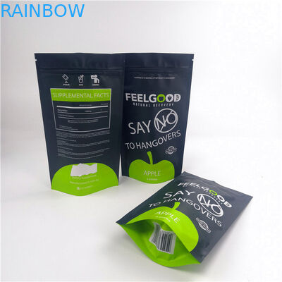 ขนมขบเคี้ยวอาหาร Mylar 110mic Zipper Standing Pouches โลโก้ที่กำหนดเอง