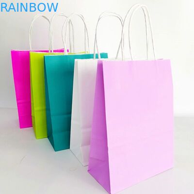 การพิมพ์กราเวียร์แบบพับได้ CMYK Kraft Paper Handles Bags