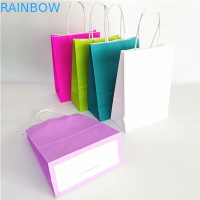 การพิมพ์กราเวียร์แบบพับได้ CMYK Kraft Paper Handles Bags